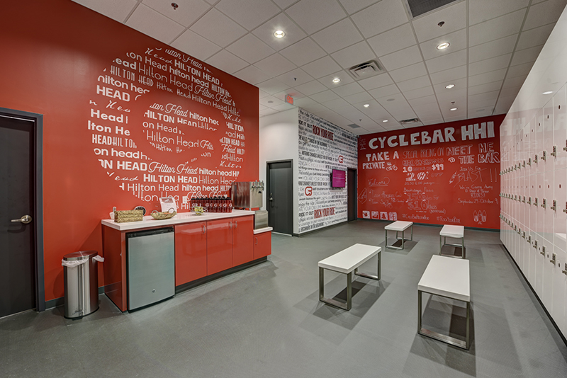 Cyclebar franchise location lobby